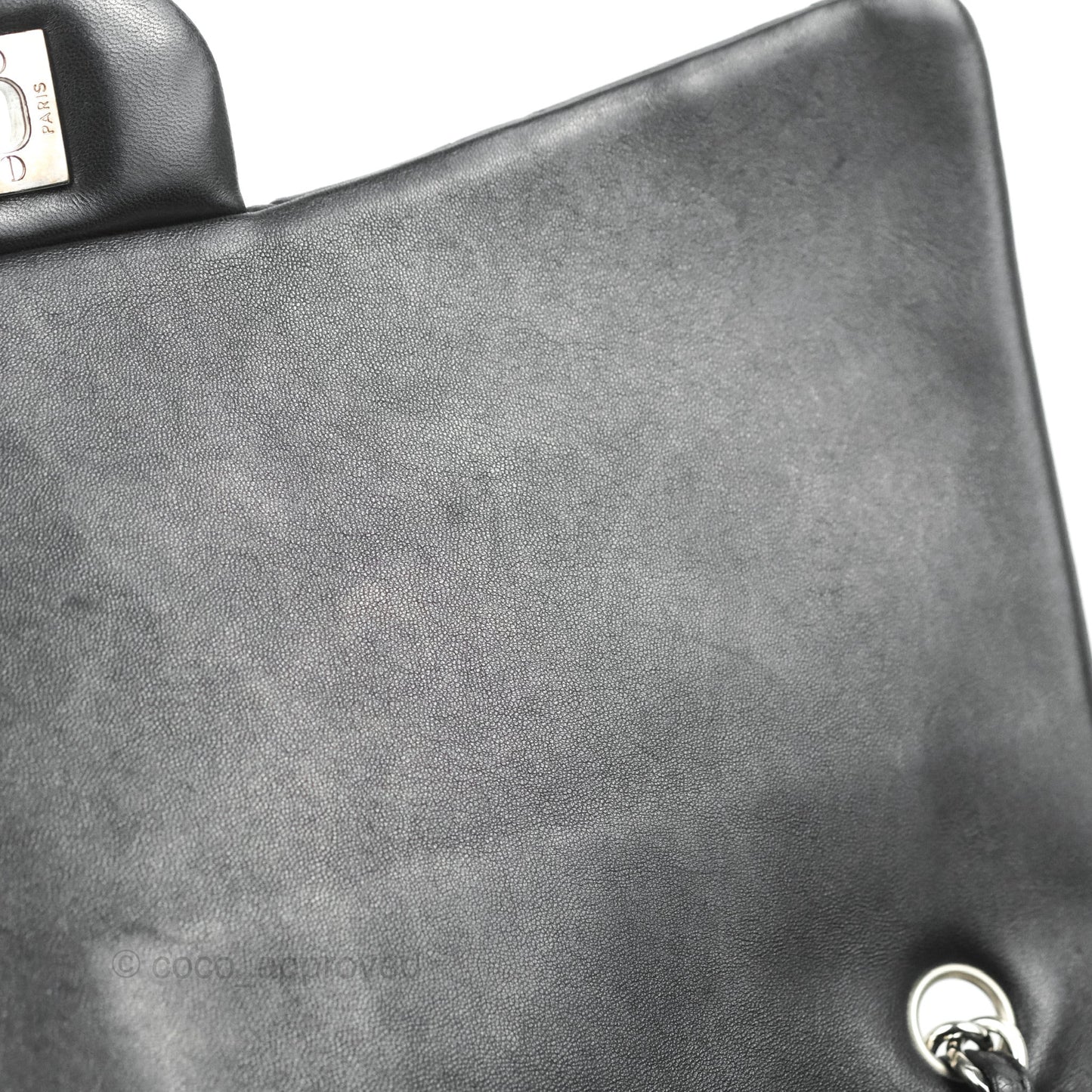 Chanel Single Flap Maxi Lambskin Black Silver Hardware