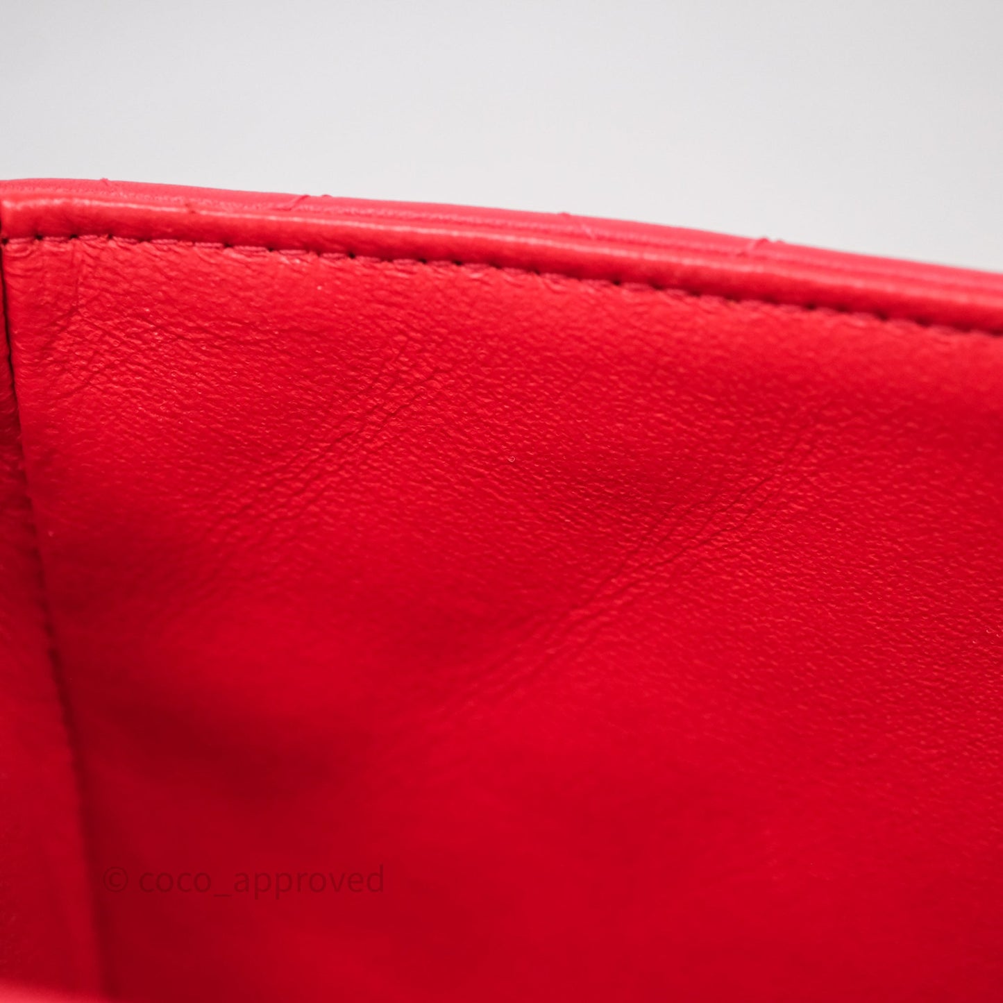 Chanel Mini Square Quilted Red Lambskin Aged Gold Hardware