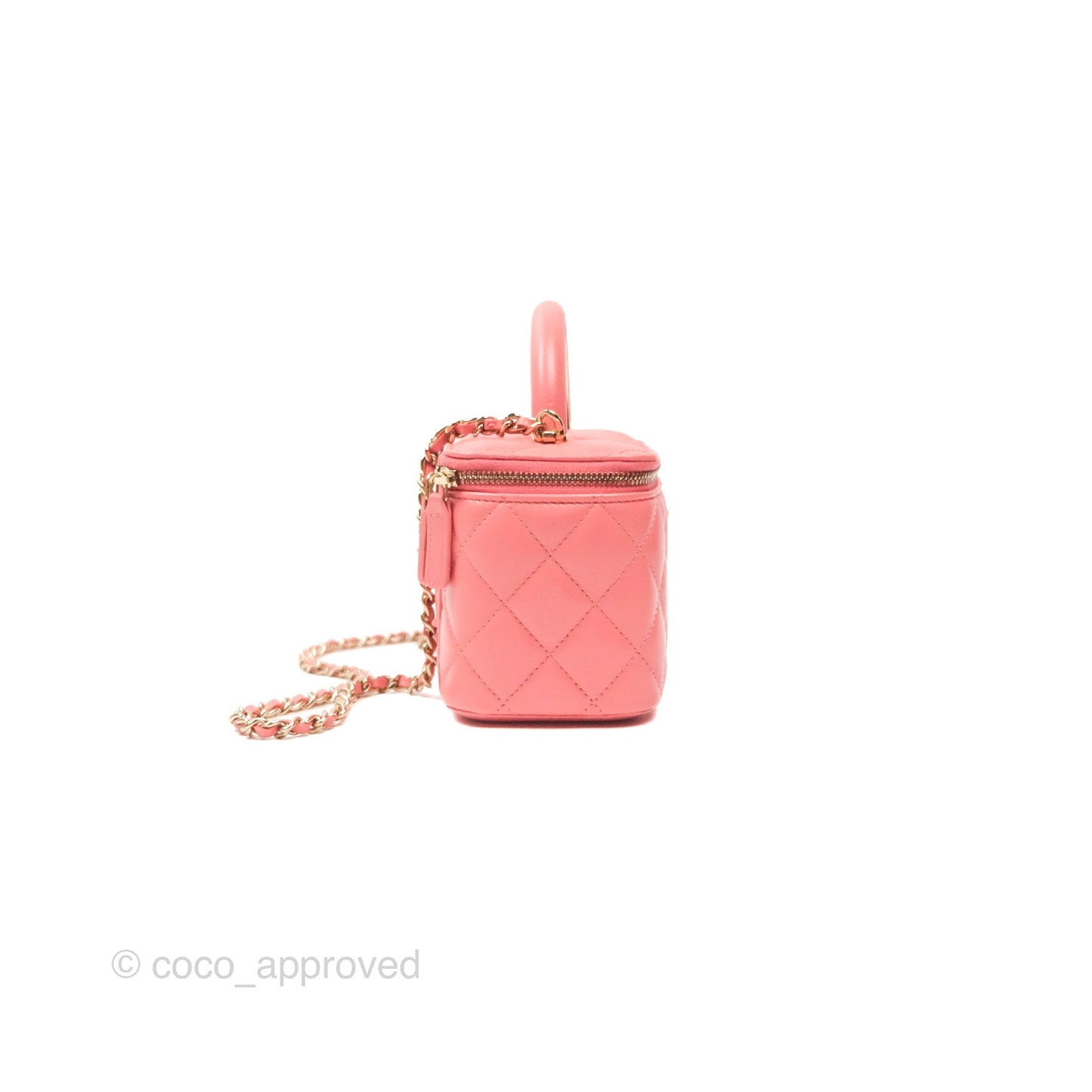 Chanel Vanity Rectangular Top Handle Pink Lambskin Gold Hardware