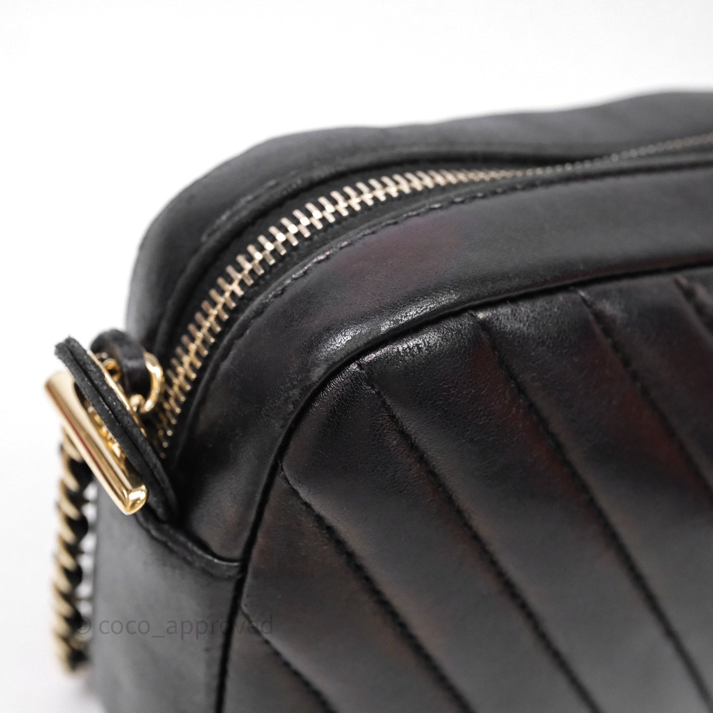 Chanel Chevron Camera Bag Black Lambskin Gold Hardware