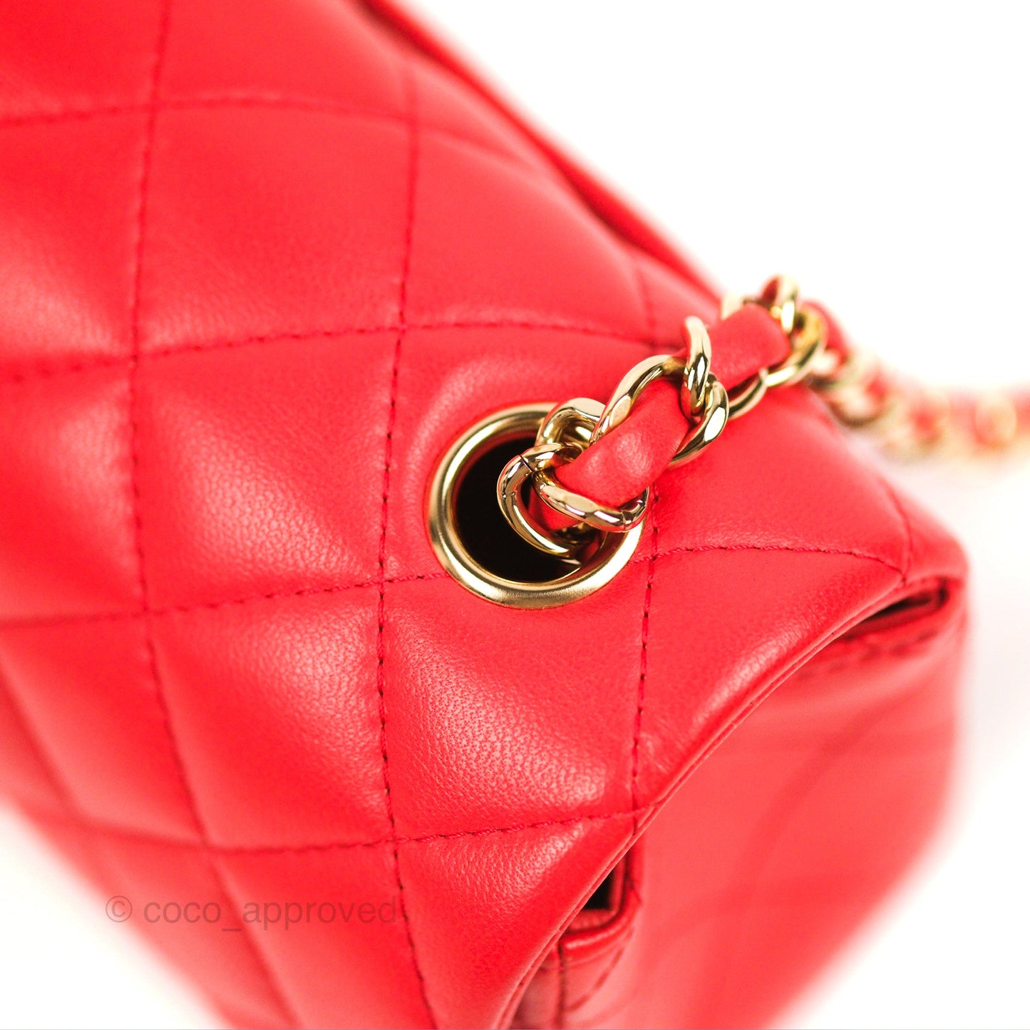 Chanel Quilted Mini Rectangular Flap Red Lambskin Gold Hardware