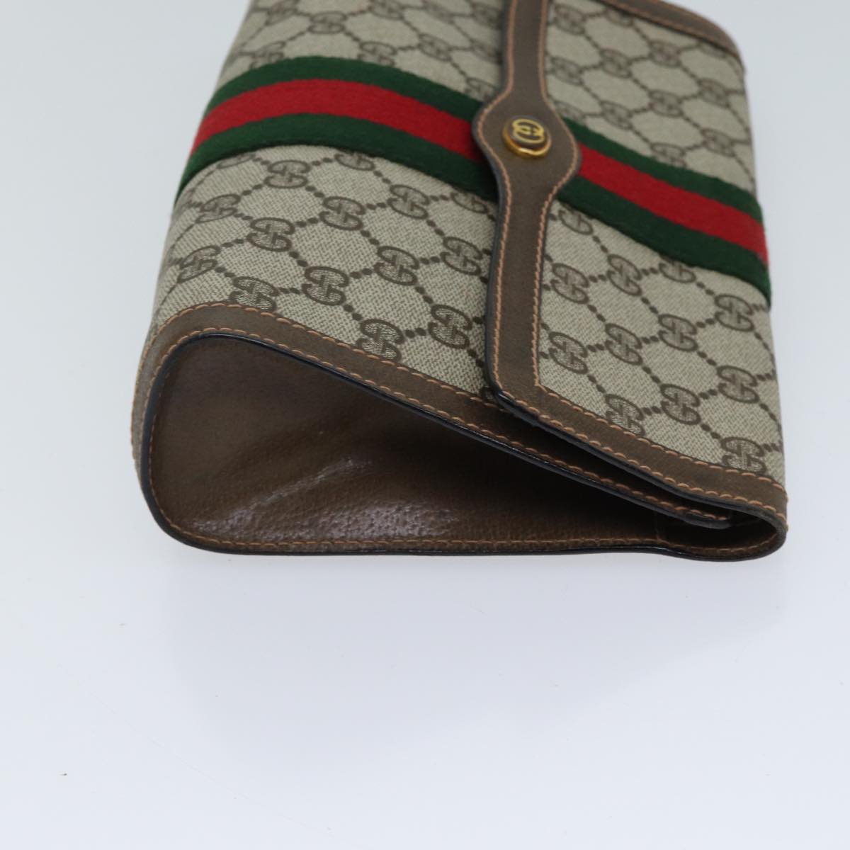 Luxury Gucci Trending 2025 GG Supreme Web Sherry Line Clutch Bag PVC Beige Red 89 01 006  72501
