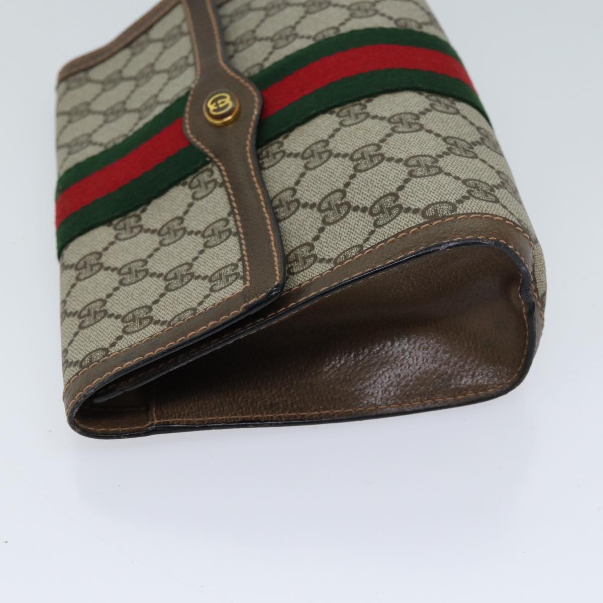 Luxury Gucci Trending 2025 GG Supreme Web Sherry Line Clutch Bag PVC Beige Red 89 01 006  72501