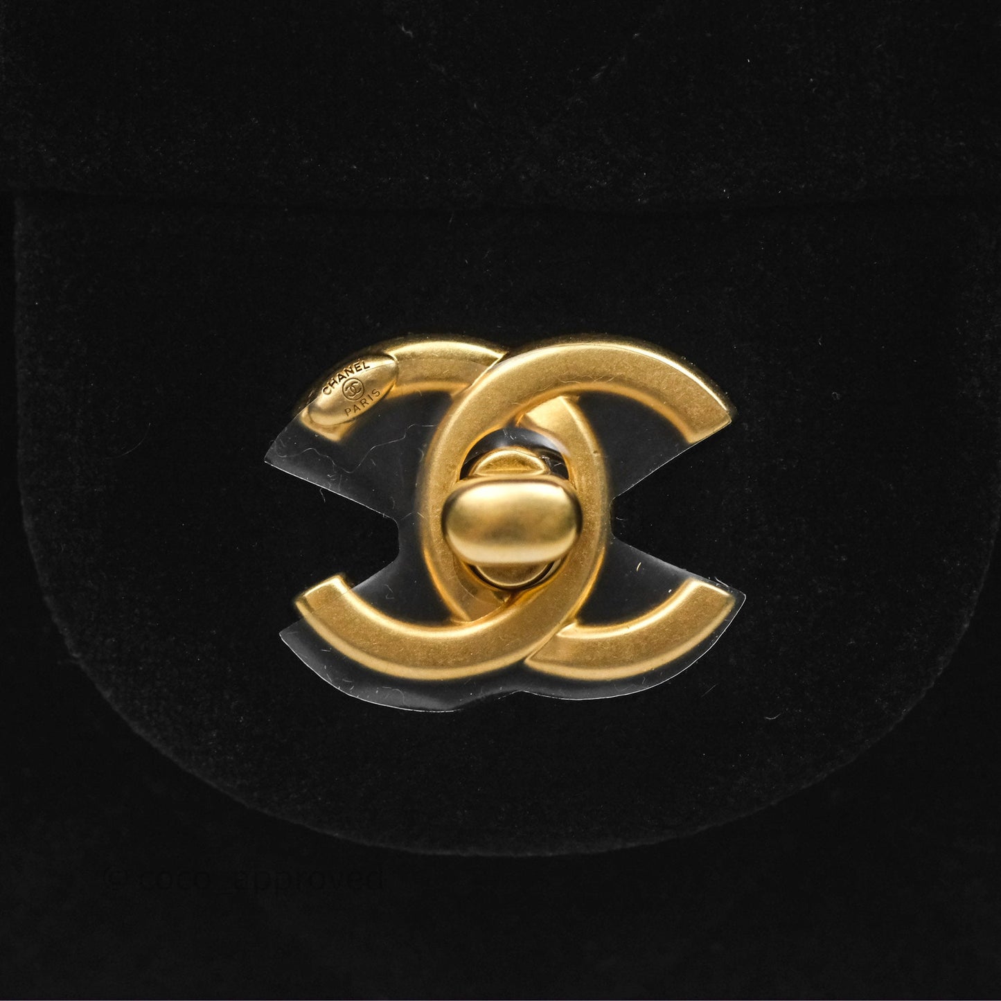 Chanel Velvet Mini Bag Black Gold Hardware
