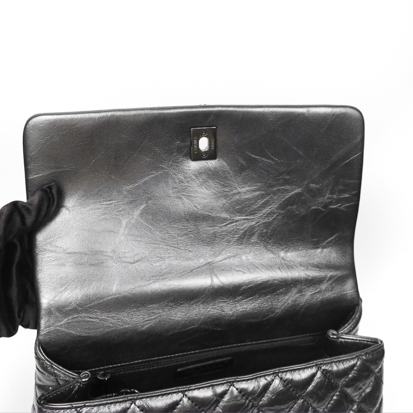 Chanel Medium Coco Handle Quilted Aged Calfskin Iridescent Dark Grey So Black Hardware