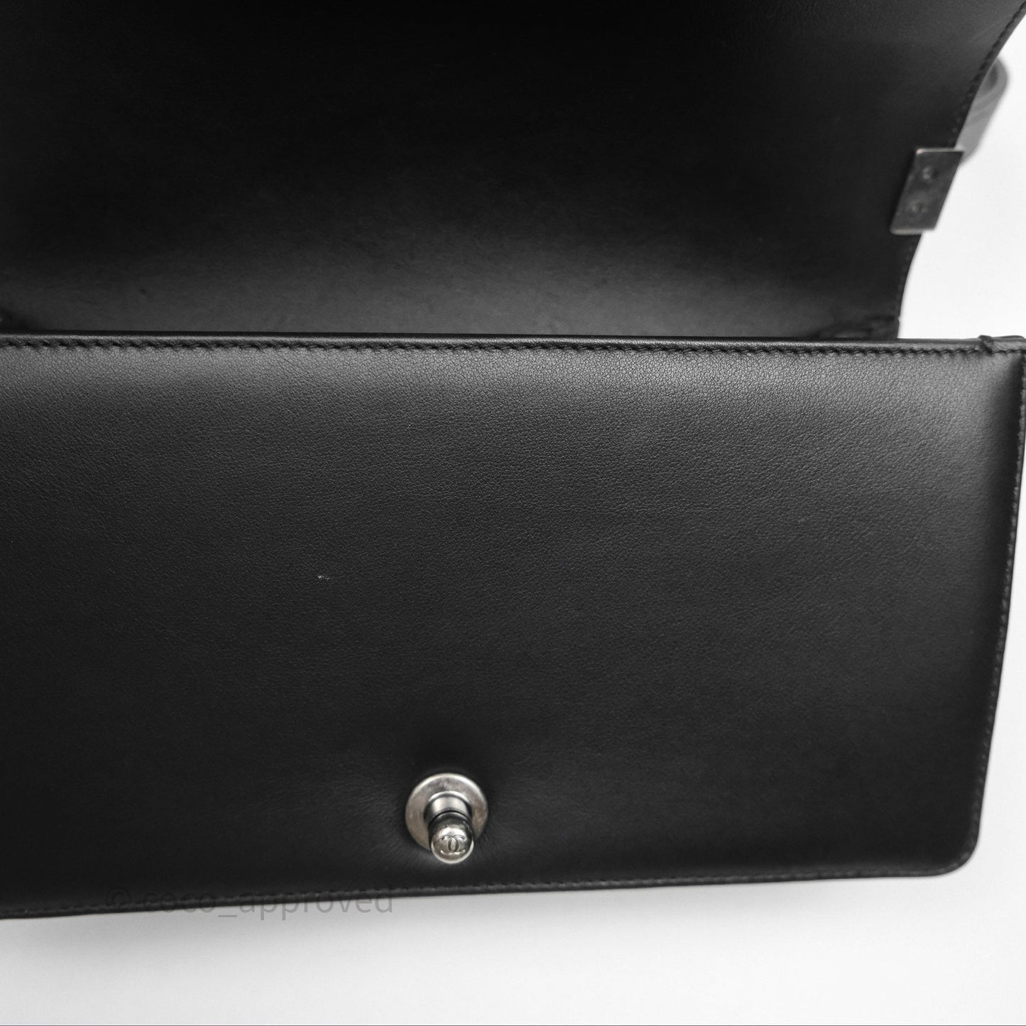 Chanel Quilted Medium Boy Black Calfskin Ruthenium Hardware