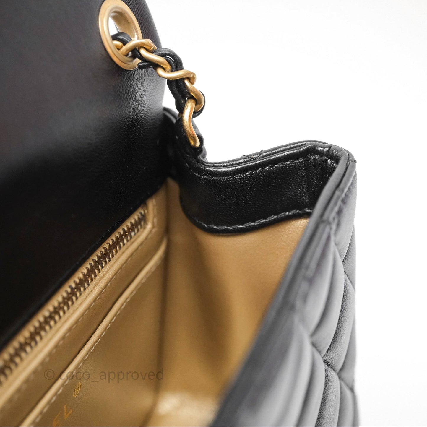 Chanel Pearl Crush Mini Square Quilted Black Lambskin Aged Gold Hardware