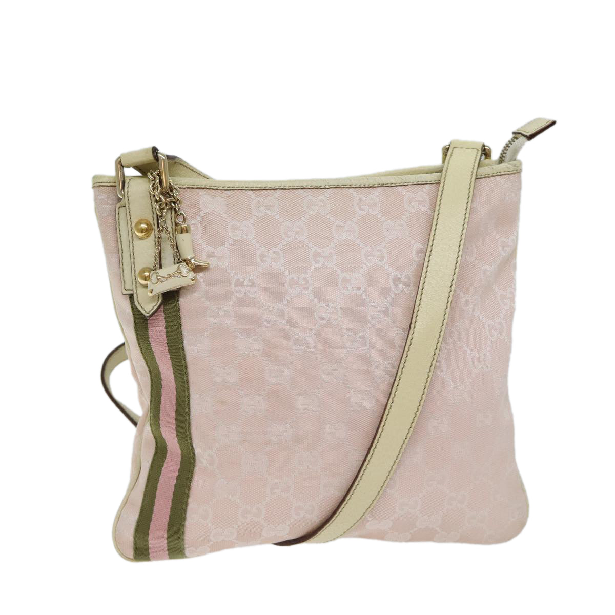 Luxury Gucci Trending 2025 GG Canvas Sherry Line Shoulder Bag Pink Khaki 144388  72593