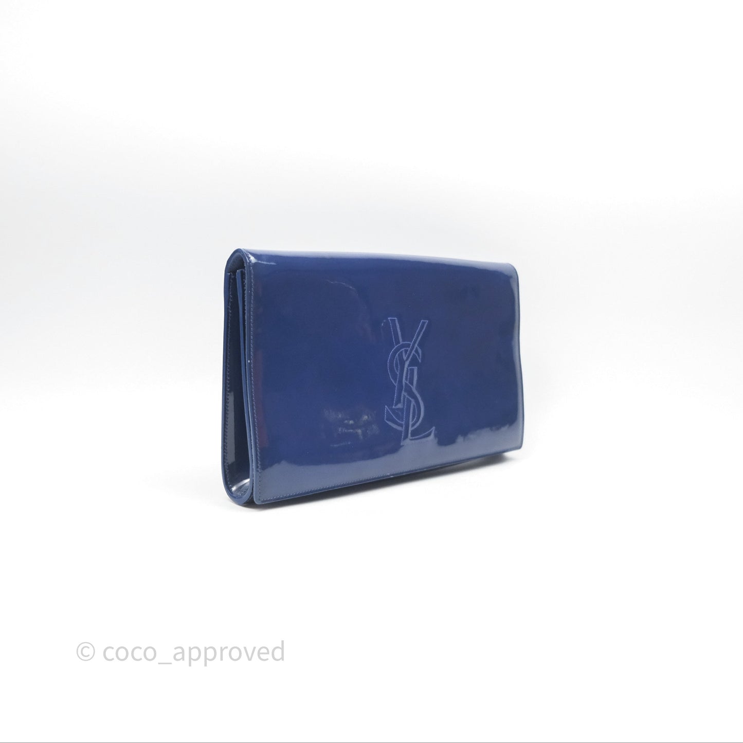 Saint Laurent Large Belle De Jour Clutch Blue Patent