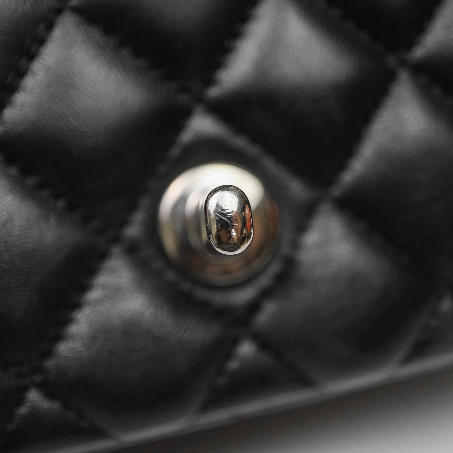 Chanel Mini Square Quilted Black Lambskin Silver Hardware