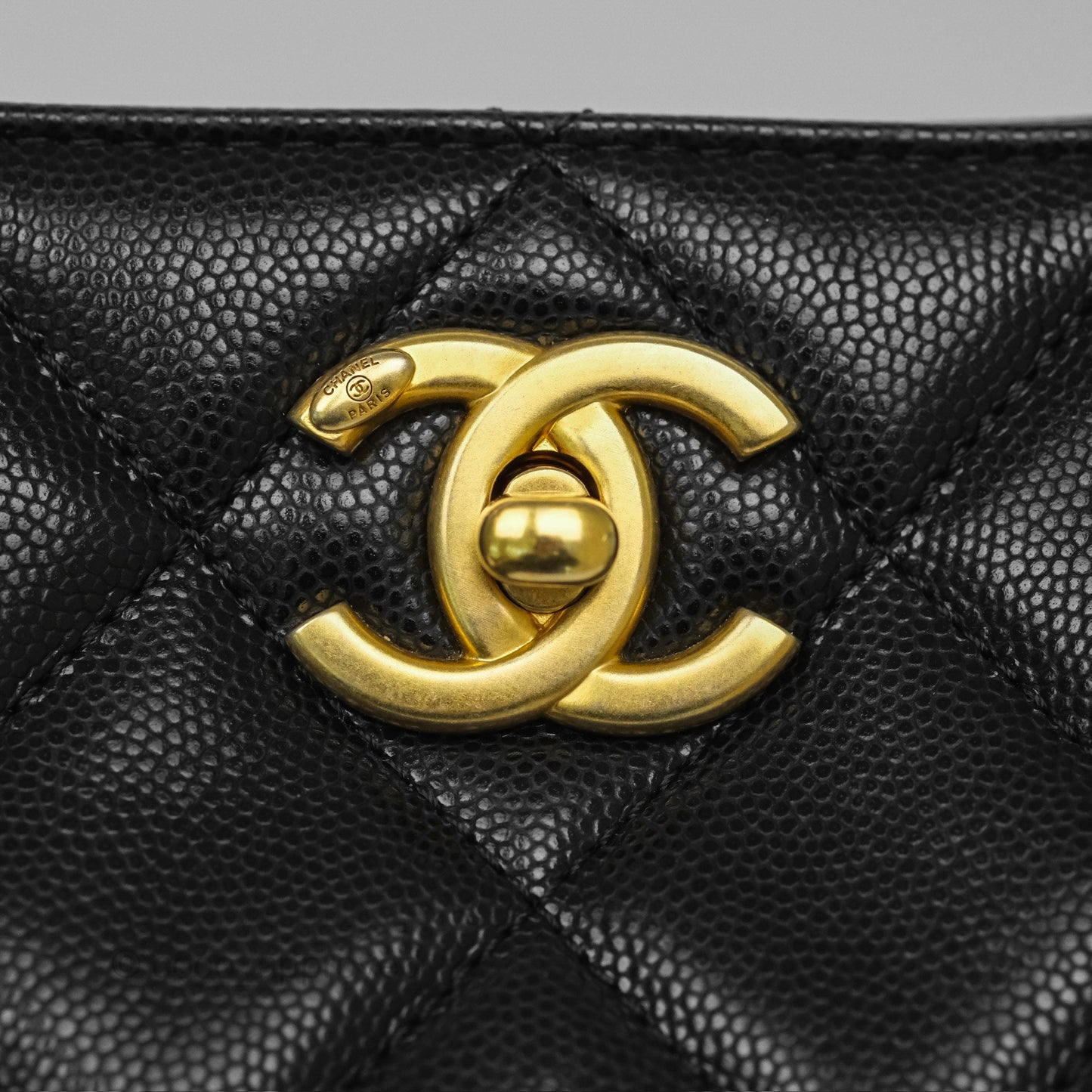 Chanel Twist Your Buttons Hobo Bag Black Shiny Soft Caviar Aged Gold Hardware 22A
