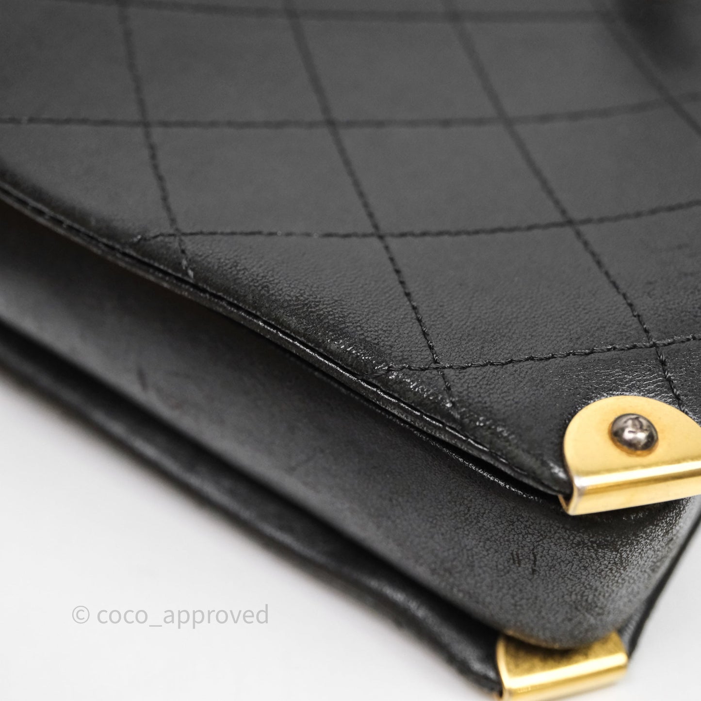 Chanel Quilted Flap Bag Black Calfskin Aged Gold Hardware