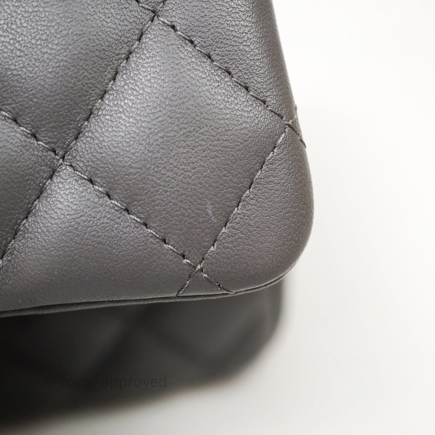 Chanel Mini Square Quilted Grey Lambskin Gold Hardware