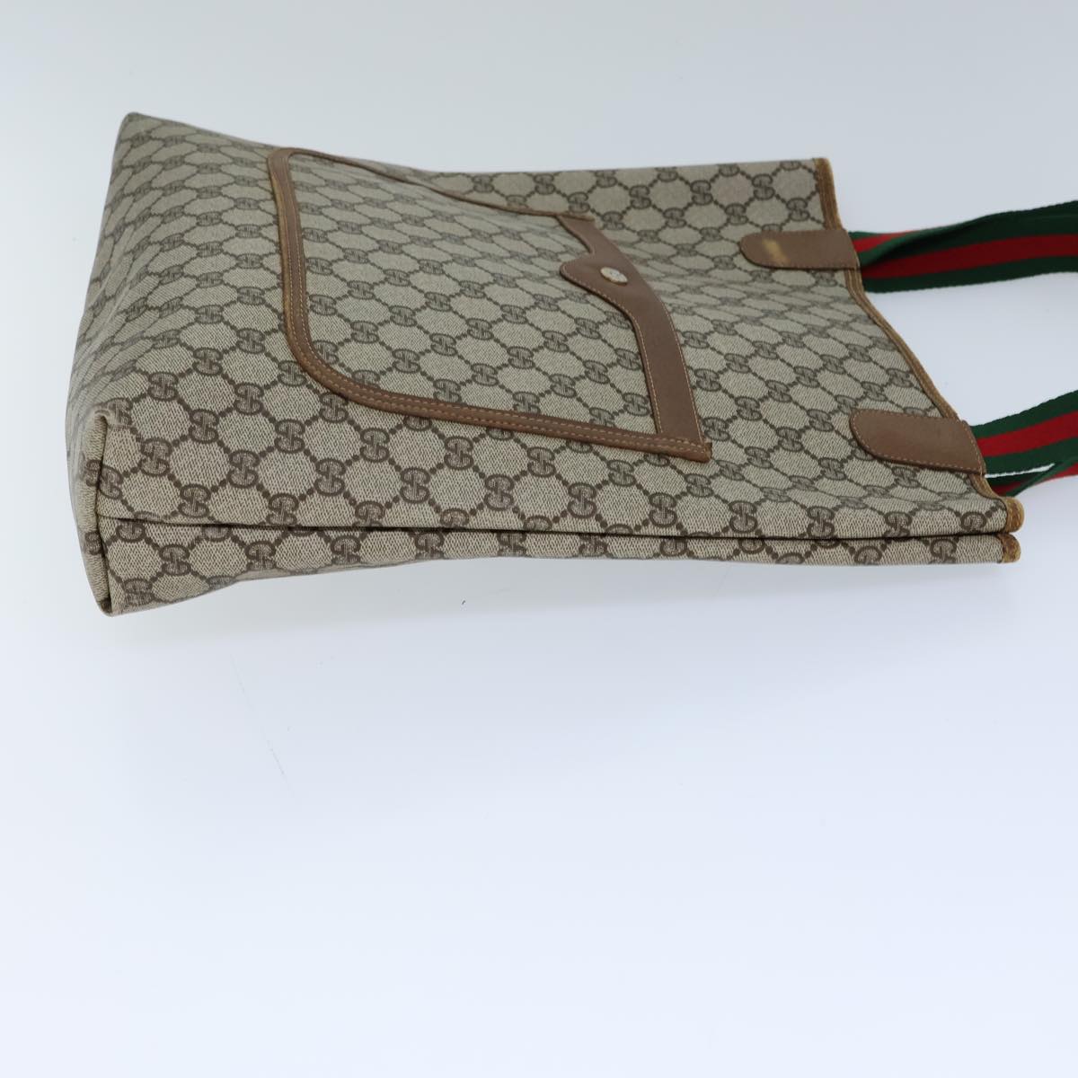 Luxury Gucci Trending 2025 GG Supreme Web Sherry Line Tote Bag PVC Beige Red 39 02 003  72637