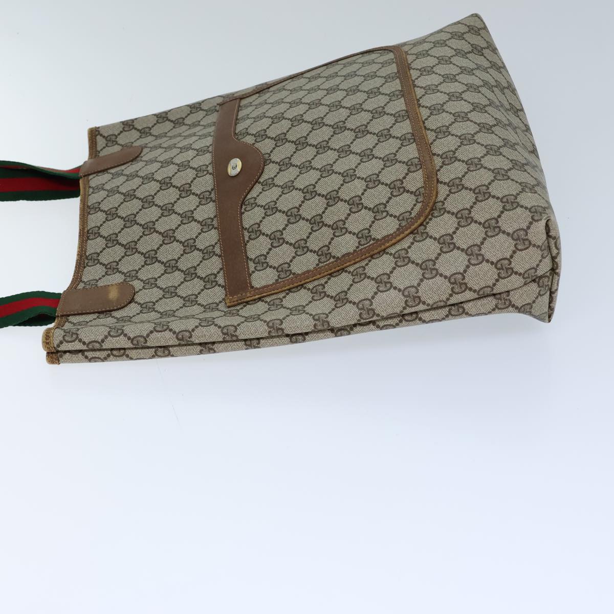 Luxury Gucci Trending 2025 GG Supreme Web Sherry Line Tote Bag PVC Beige Red 39 02 003  72637