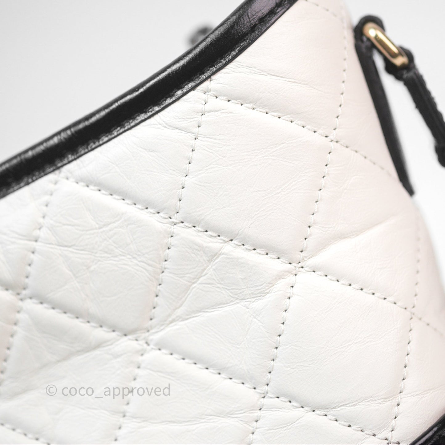 Chanel Small Gabrielle Hobo Quilted Black White Aged Calfskin