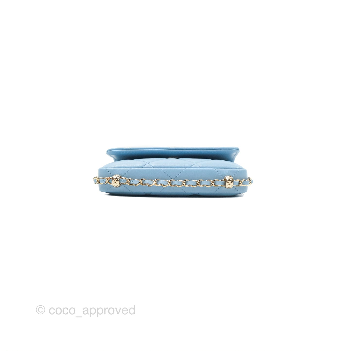 Chanel Mini Clutch With Chain Blue Lambskin Gold Hardware
