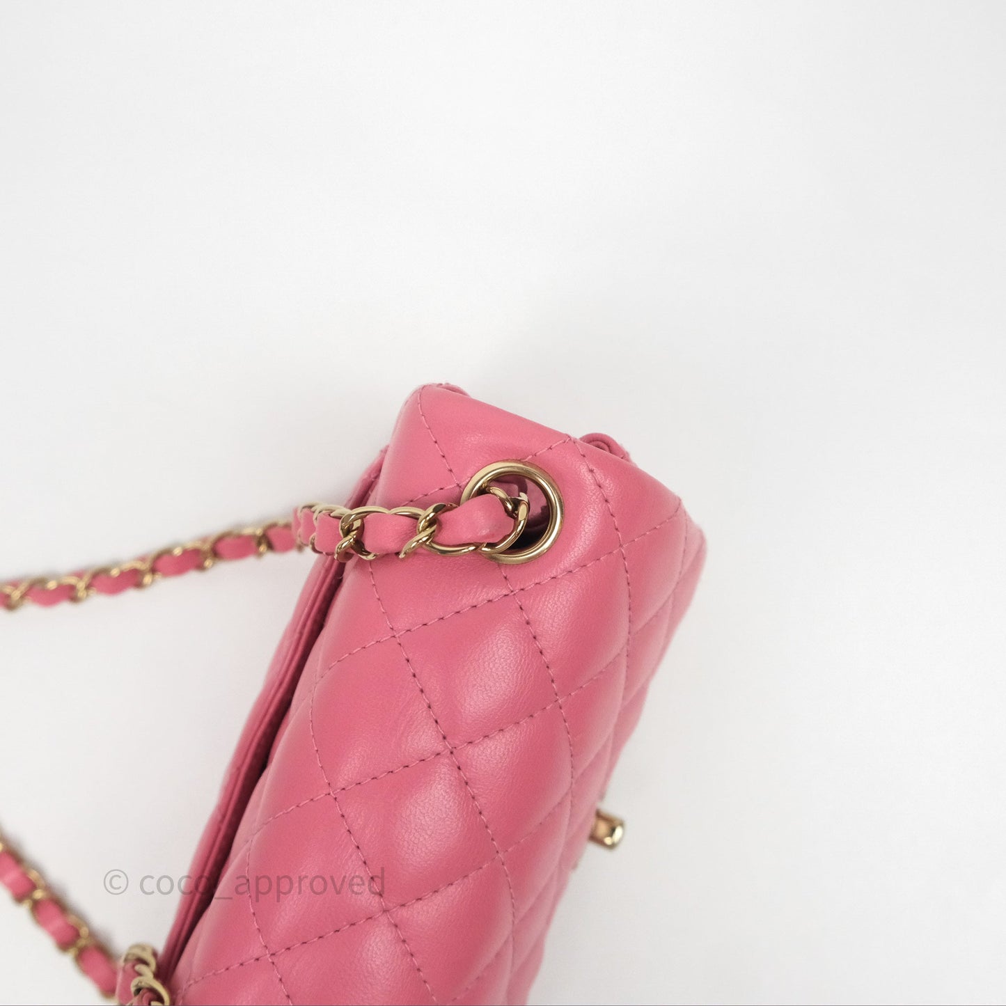 Chanel Mini Square Flap Quilted Pink Lambskin Gold Hardware