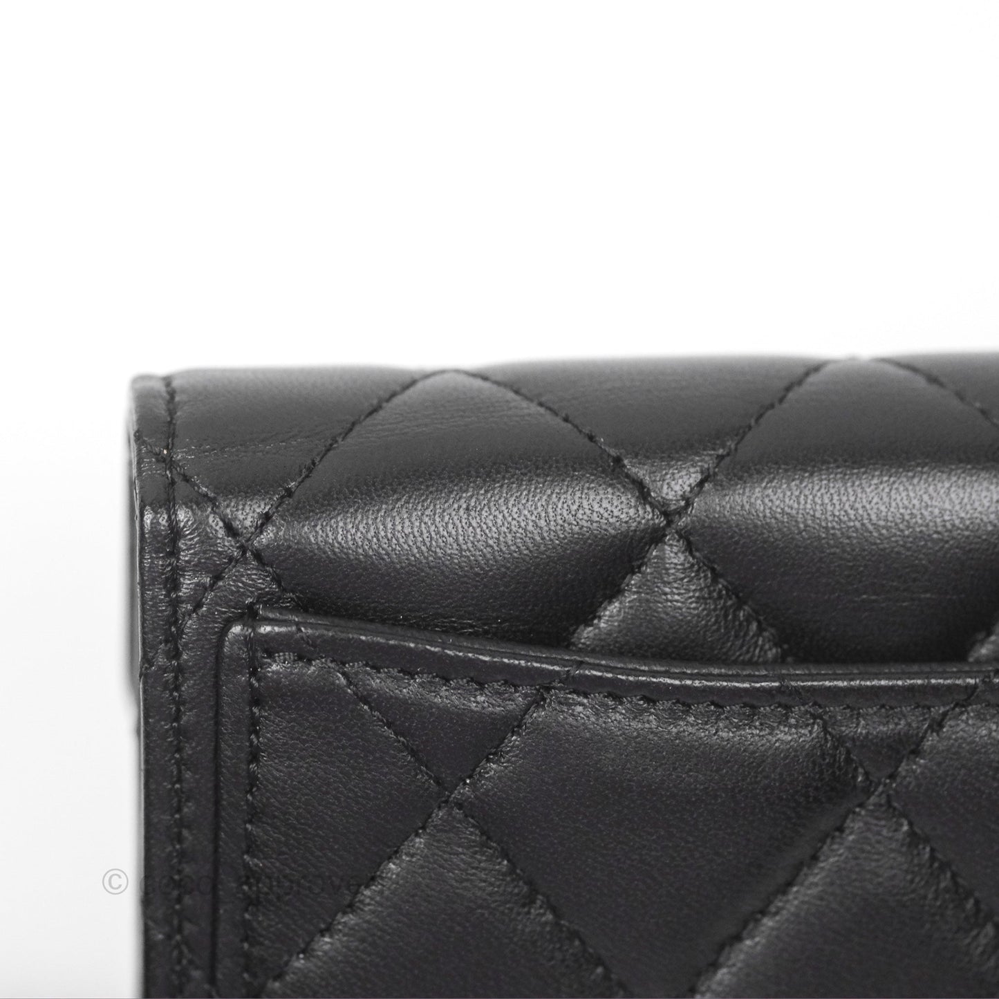 Chanel Classic Flap Coin Purse Black Lambskin Silver Hardware