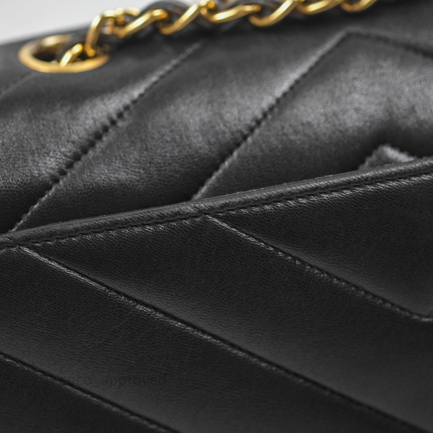 Chanel Vintage Chevron Envelope Flap Bag Black Lambskin 24K Gold Hardware
