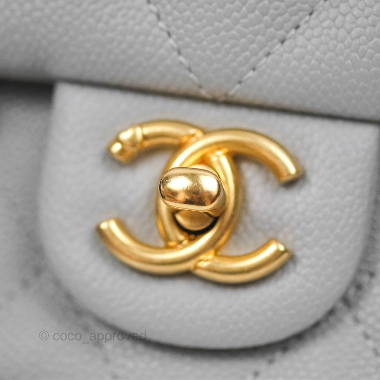 Chanel Mini Flap Bag Heart Adjustable Chain Grey Caviar Aged Gold Hardware 24P
