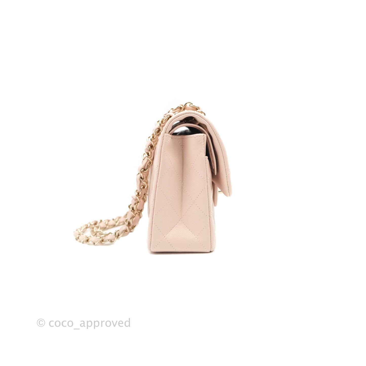 Chanel Classic Small S/M Flap Rose Clair Pink Caviar Gold Hardware 21C