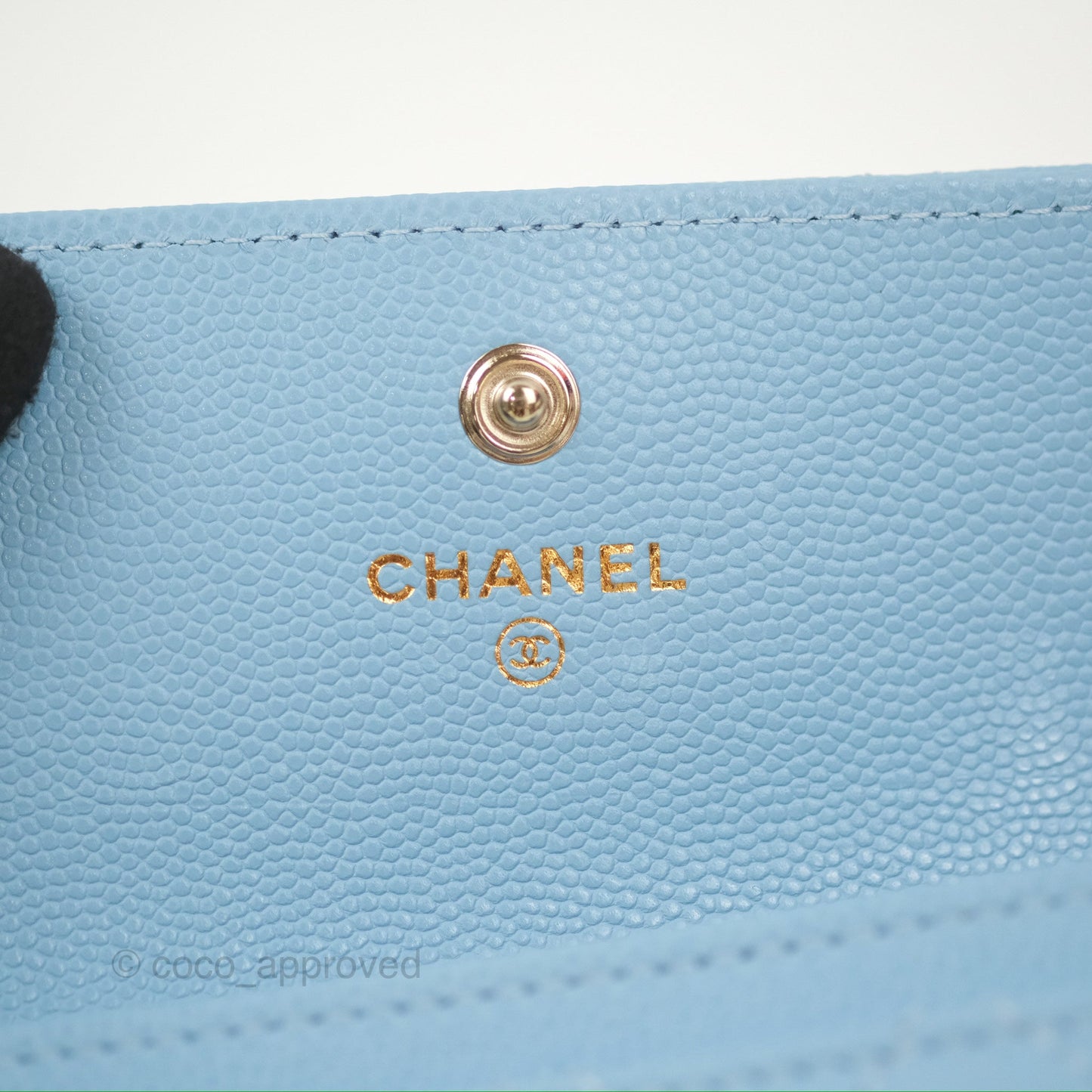 Chanel Crystal CC Quilted Flap Card Holder Blue Caviar