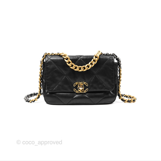 Chanel 19 Small Black Goatskin Mixed Hardware