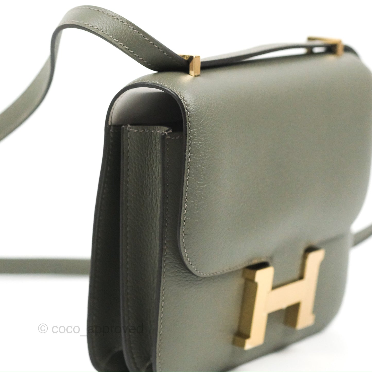Hermès Constance Mini 18cm with Mirror Gris Meyer 0L/Gris Pale M4 Evercolor Gold Hardware