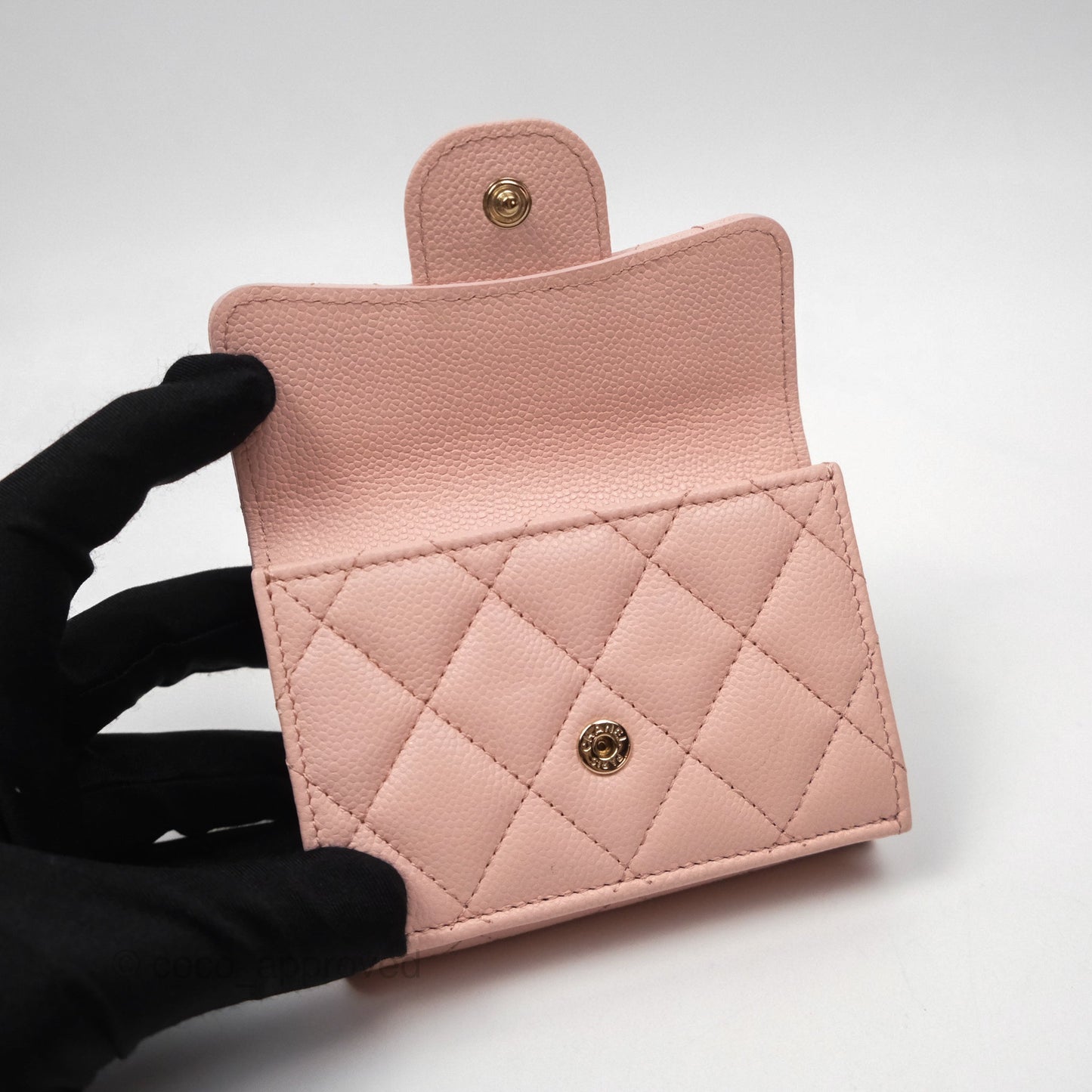 Chanel Quilted Small Classic Flap Trifold Wallet Pink Caviar Gold Hardware