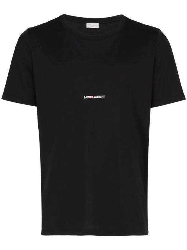 Luxury Saint Laurent Men's Small Logo Short Sleeve T-Shirt Black