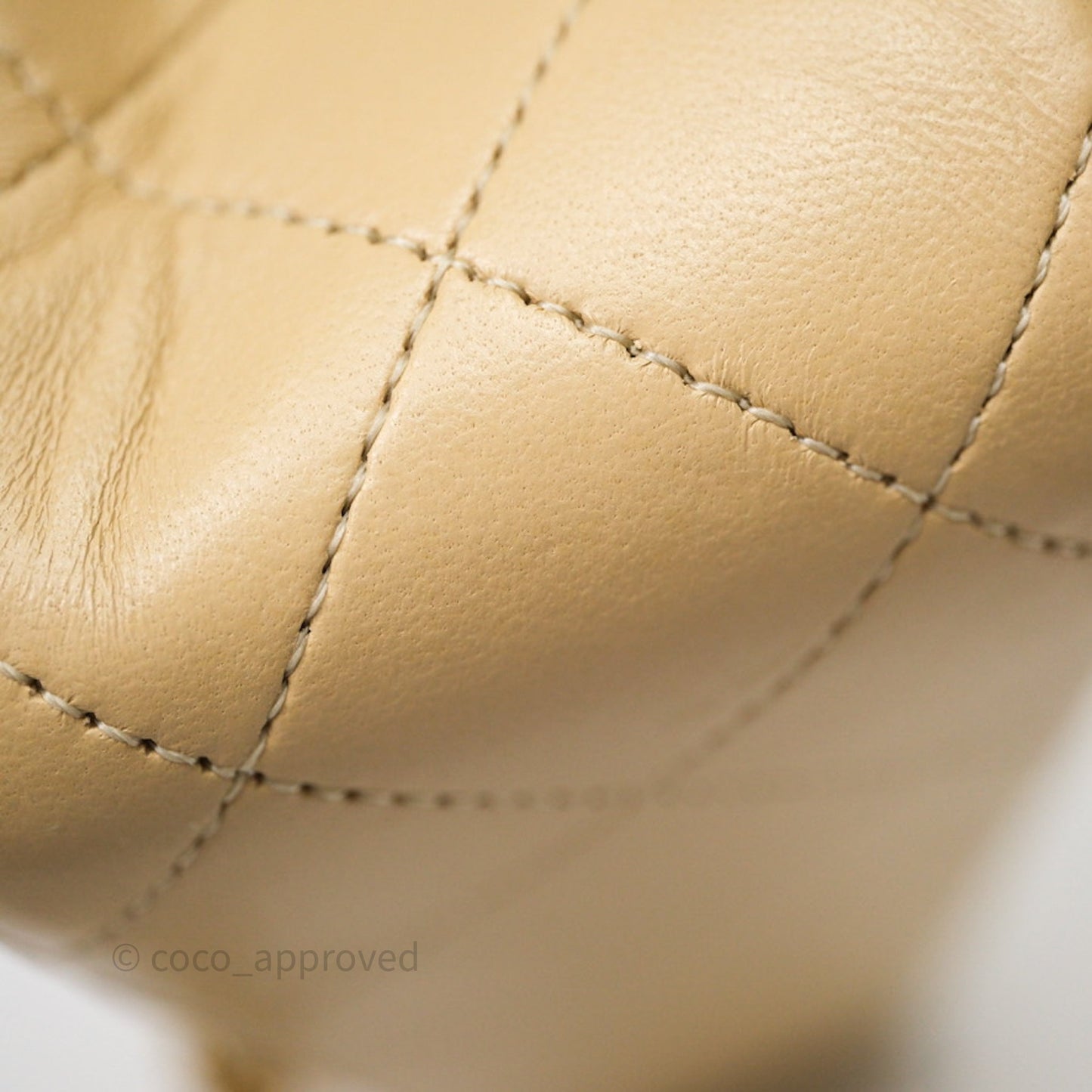 Chanel Vintage Small Classic Flap Beige Lambskin 24K Gold Hardware