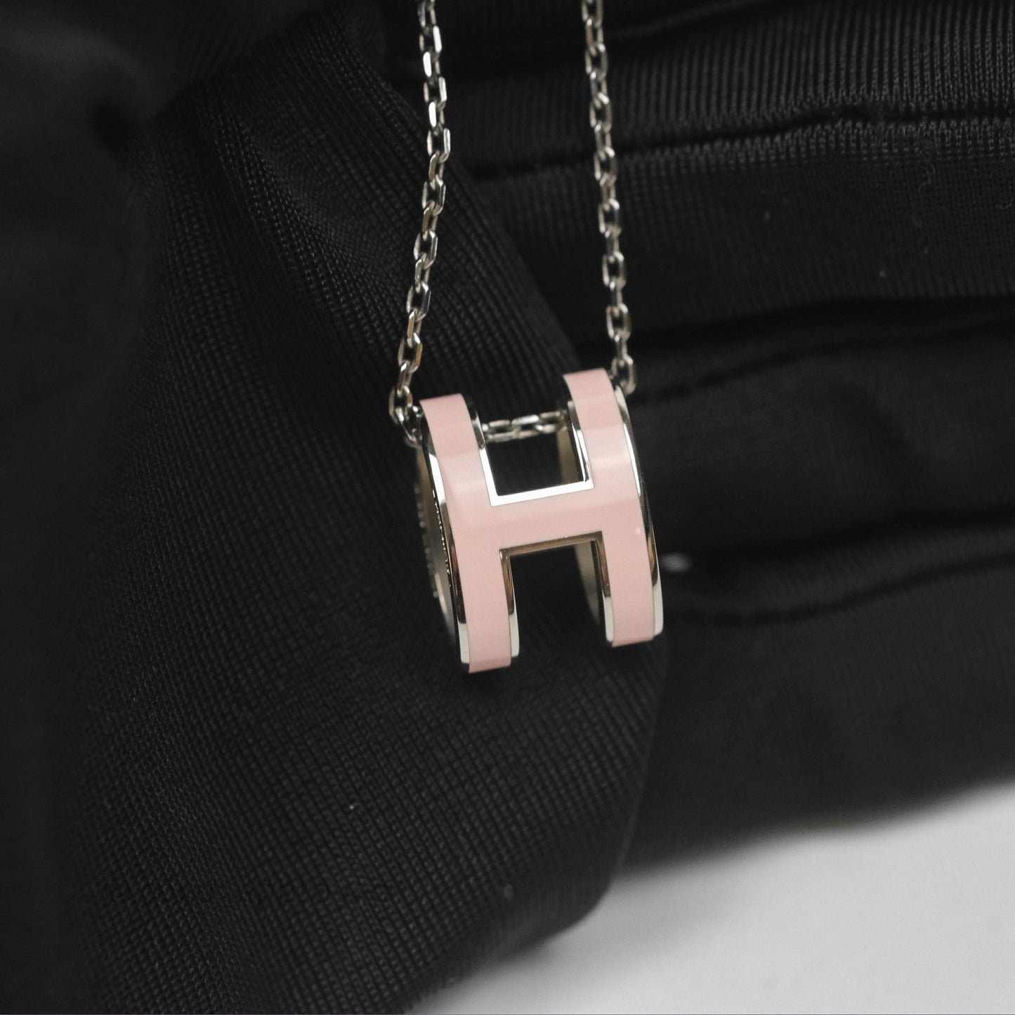 Hermès Pop H Light Pink Pendant Necklace Silver Hardware