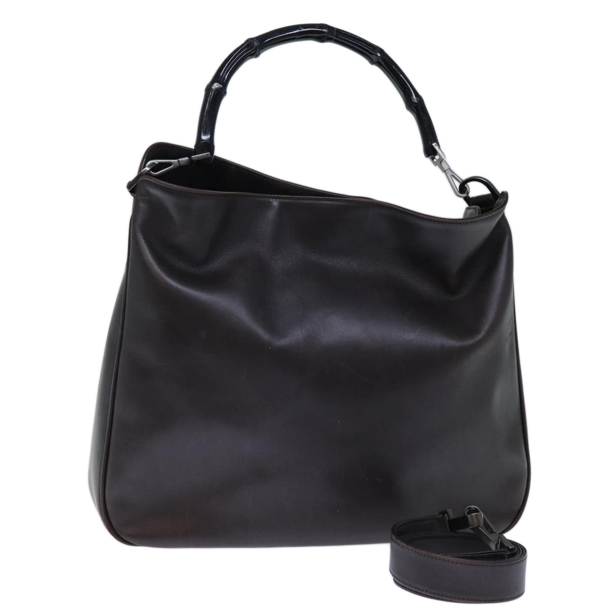 Luxury Gucci Trending 2025 Bamboo Hand Bag Leather 2way Brown 0011577  72734