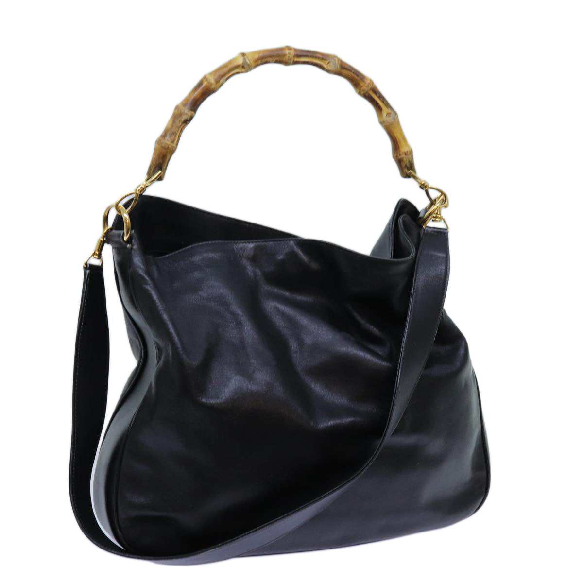 Luxury Gucci Trending 2025 Bamboo Hand Bag Leather 2way Black 001 1638  72735