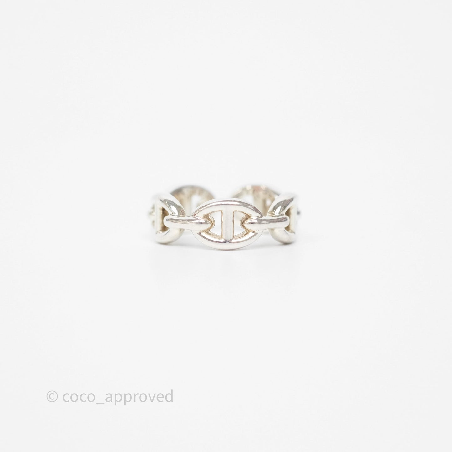 Hermès Chaine d'Ancre Enchainee Ring PM Sterling Silver Size 51