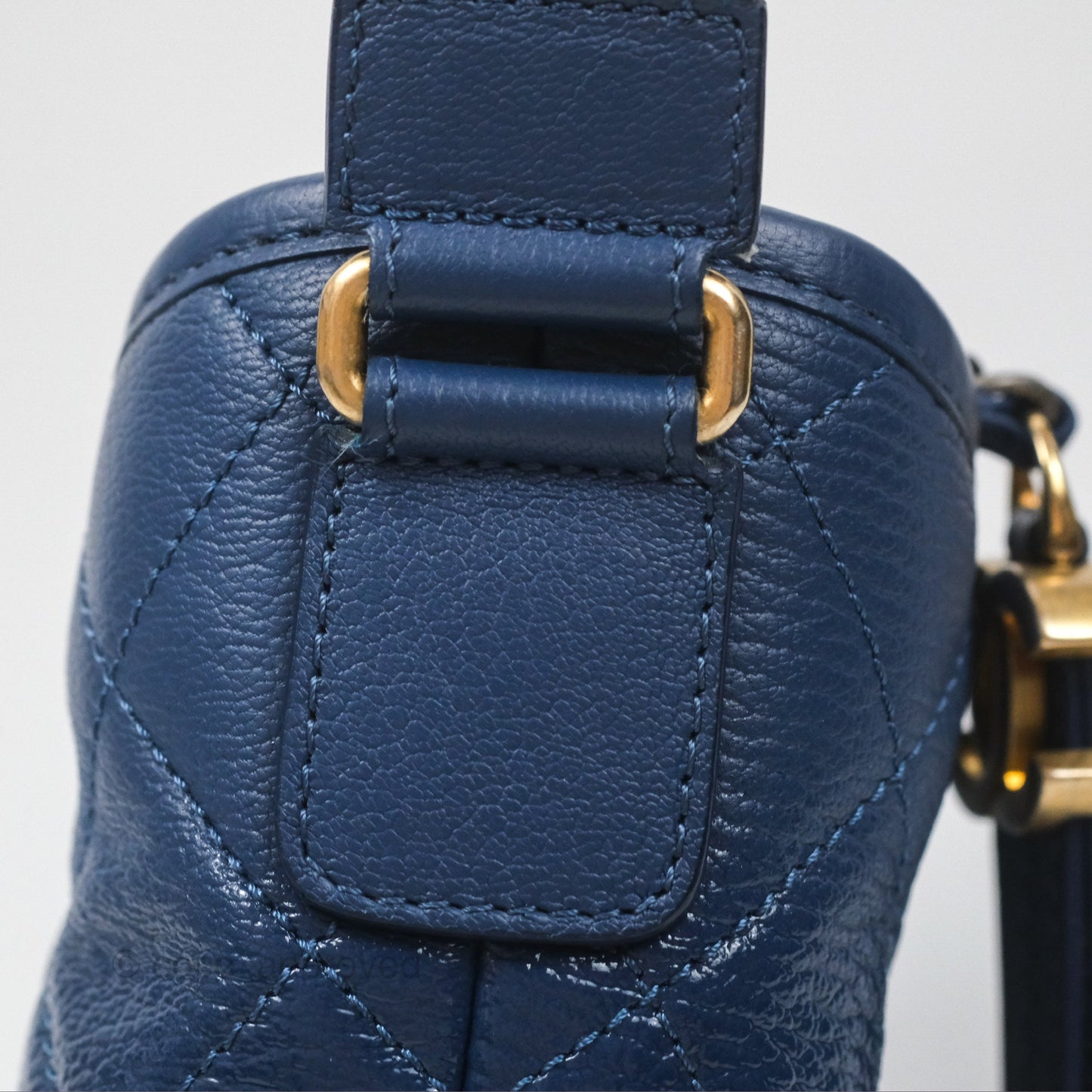 Chanel Small Gabrielle Hobo Blue Patent Goatskin Mixed Hardware