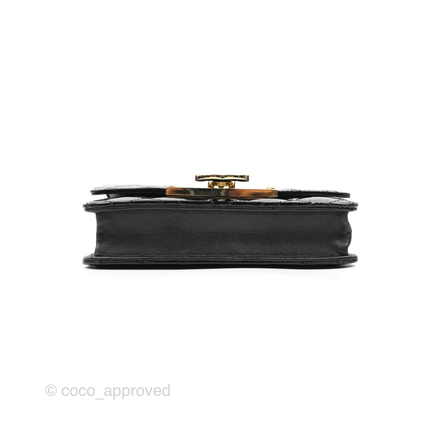 Chanel Golden Class Wallet On Chain WOC Black Patent Gold Hardware