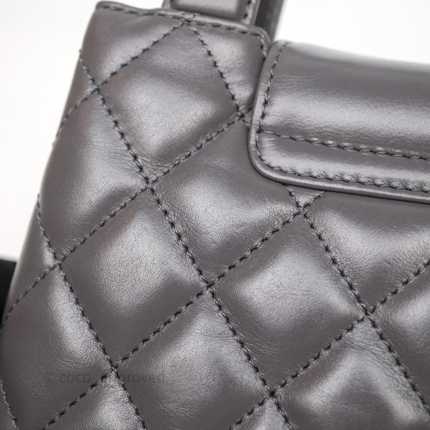 Chanel Kelly Bag Quilted Grey Shiny Crumpled Calfskin Aged Gold Hardware