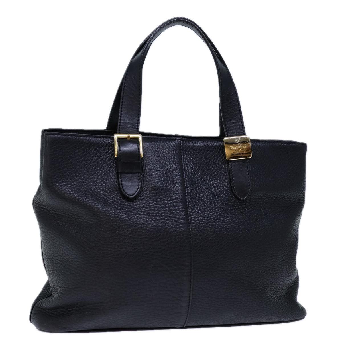 Luxury BurberrySs Hand Bag Leather Black Auth 72760