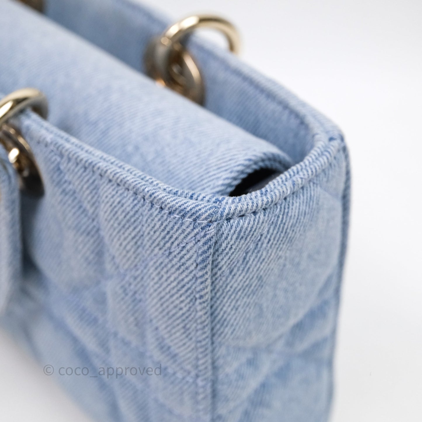 Christian Dior Medium Lady D-Joy Bag Denim Cannage Gold Hardware