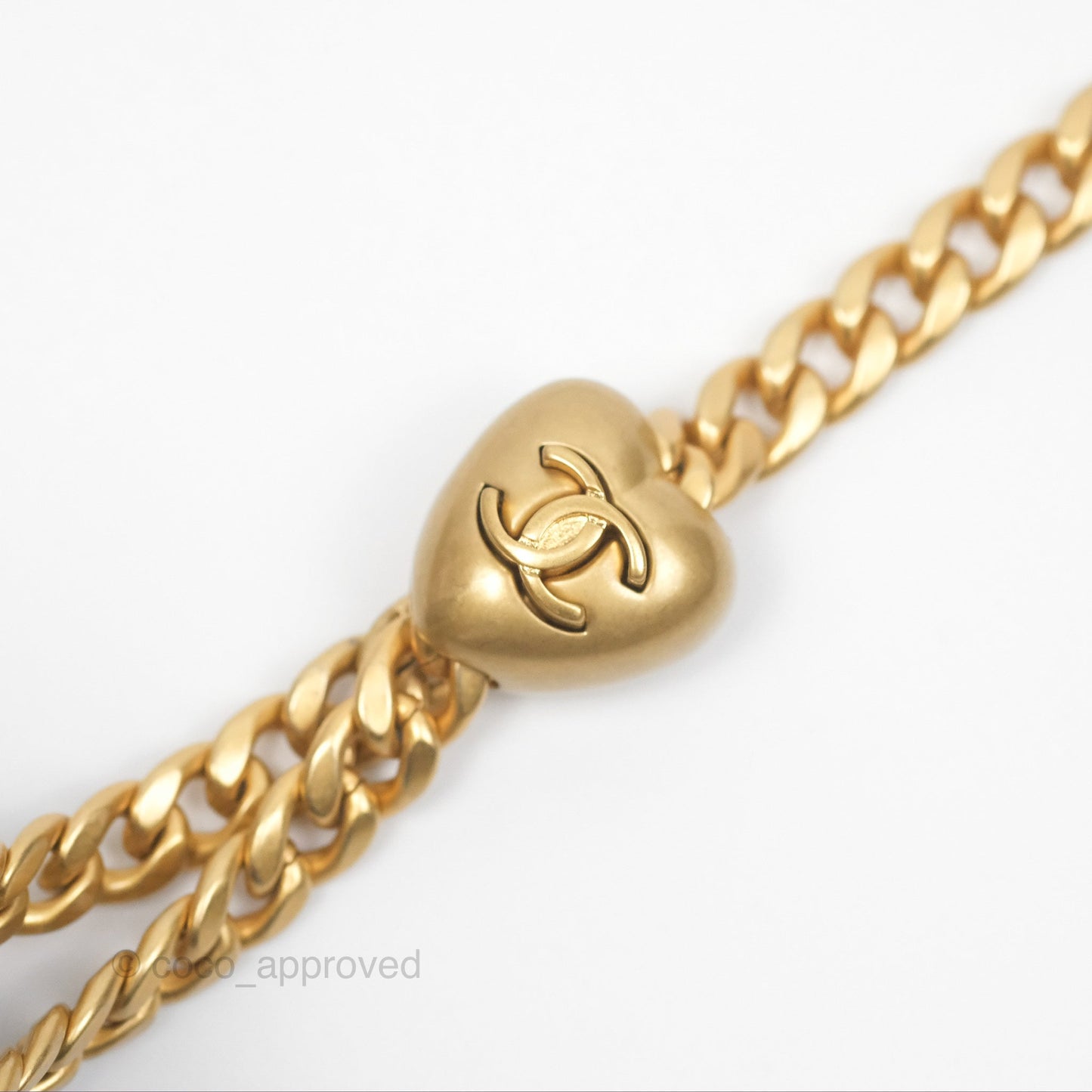 Chanel Mini Flap Bag Heart Adjustable Chain Black Caviar Aged Gold Hardware