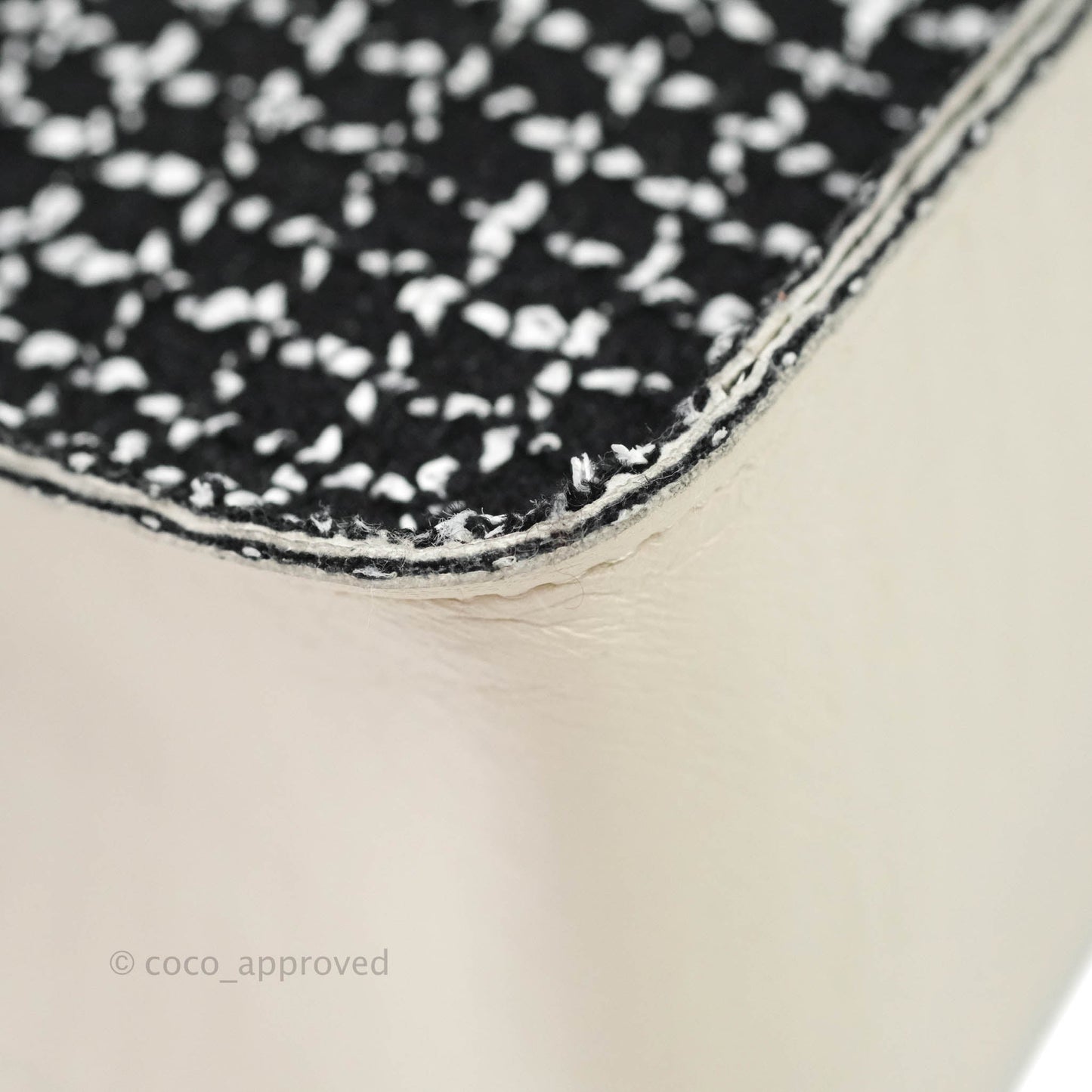 Chanel Classic Single Flap Bag Black/White Tweed Silver Hardware