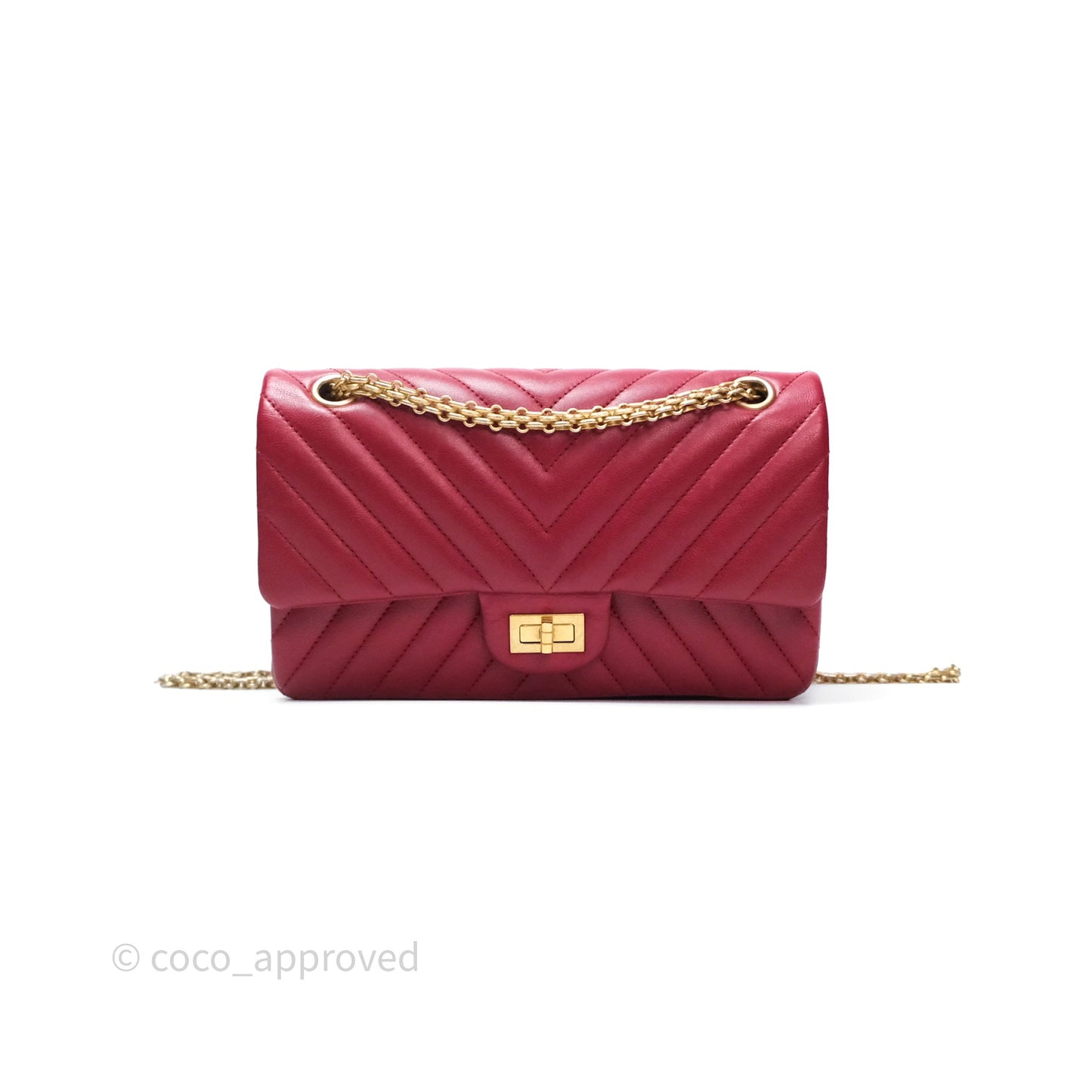 Chanel Reissue 225 Chevron Red Aged Calfskin Aged Gold Hardware