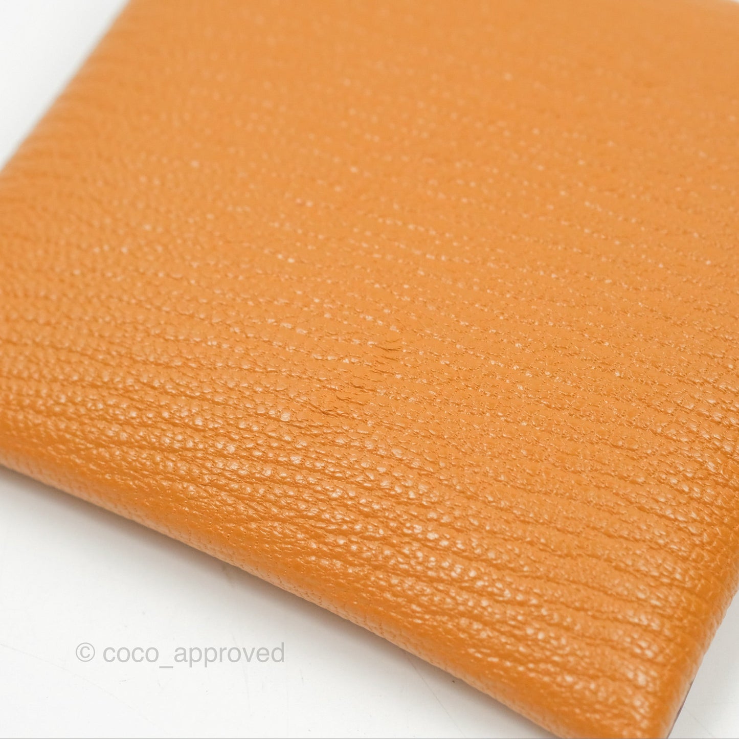 Hermès Bastia Coin Purse Caramel/ Mauve Sylvestre Chevre Mysore