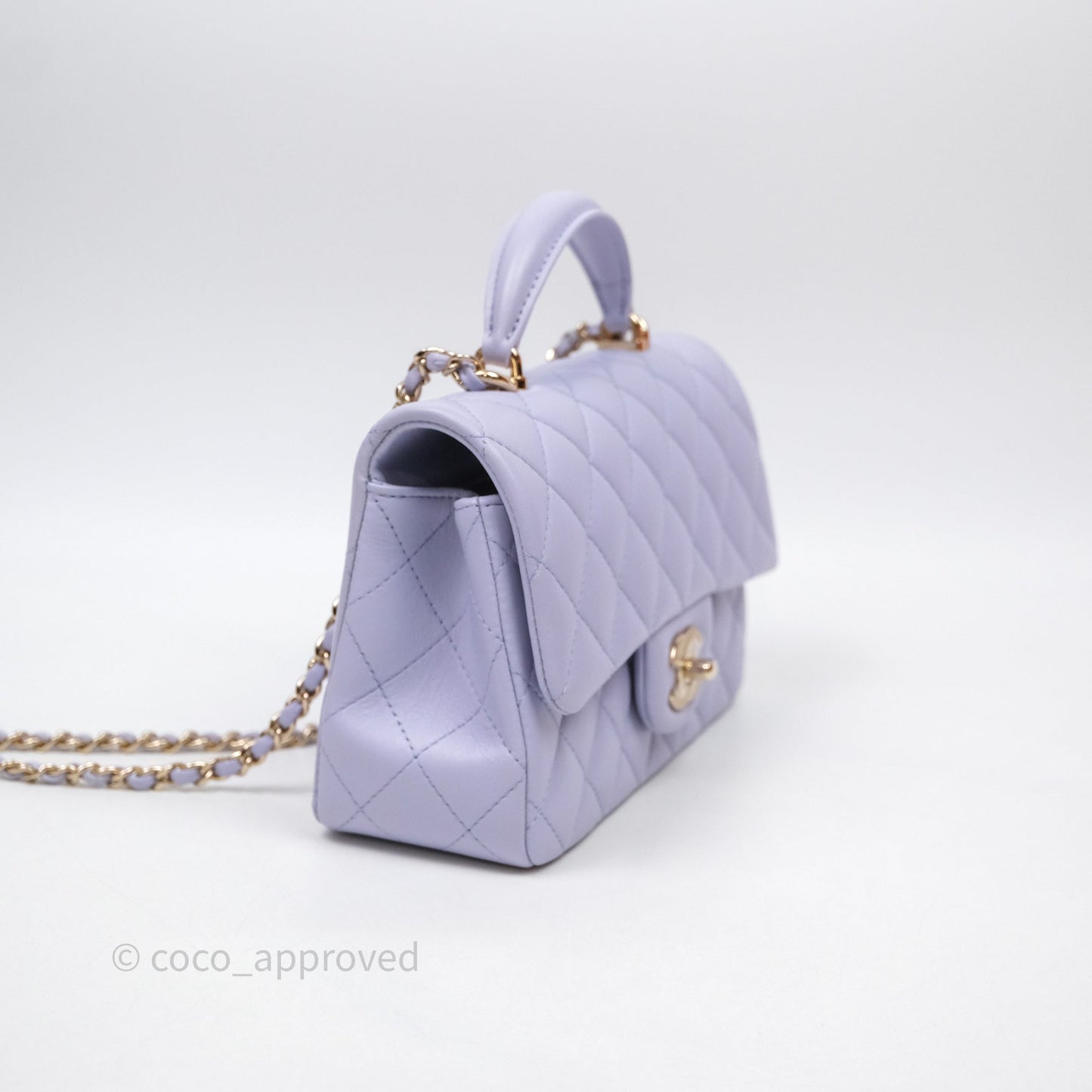 Chanel Top Handle Mini Rectangular Flap Bag Lilac Lambskin Gold Hardware