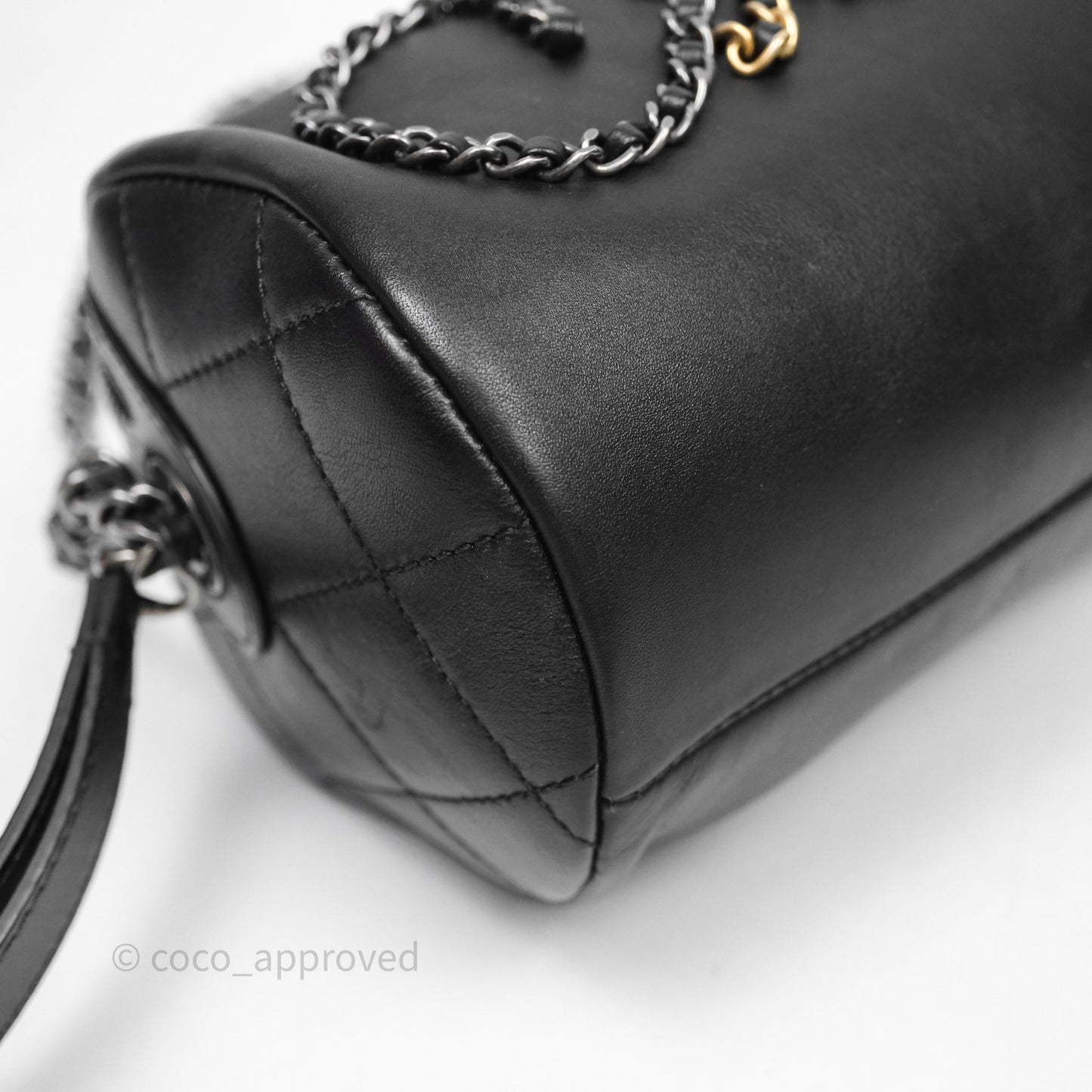 Chanel Logo Bowling Bag Black Calfskin Mixed Hardware