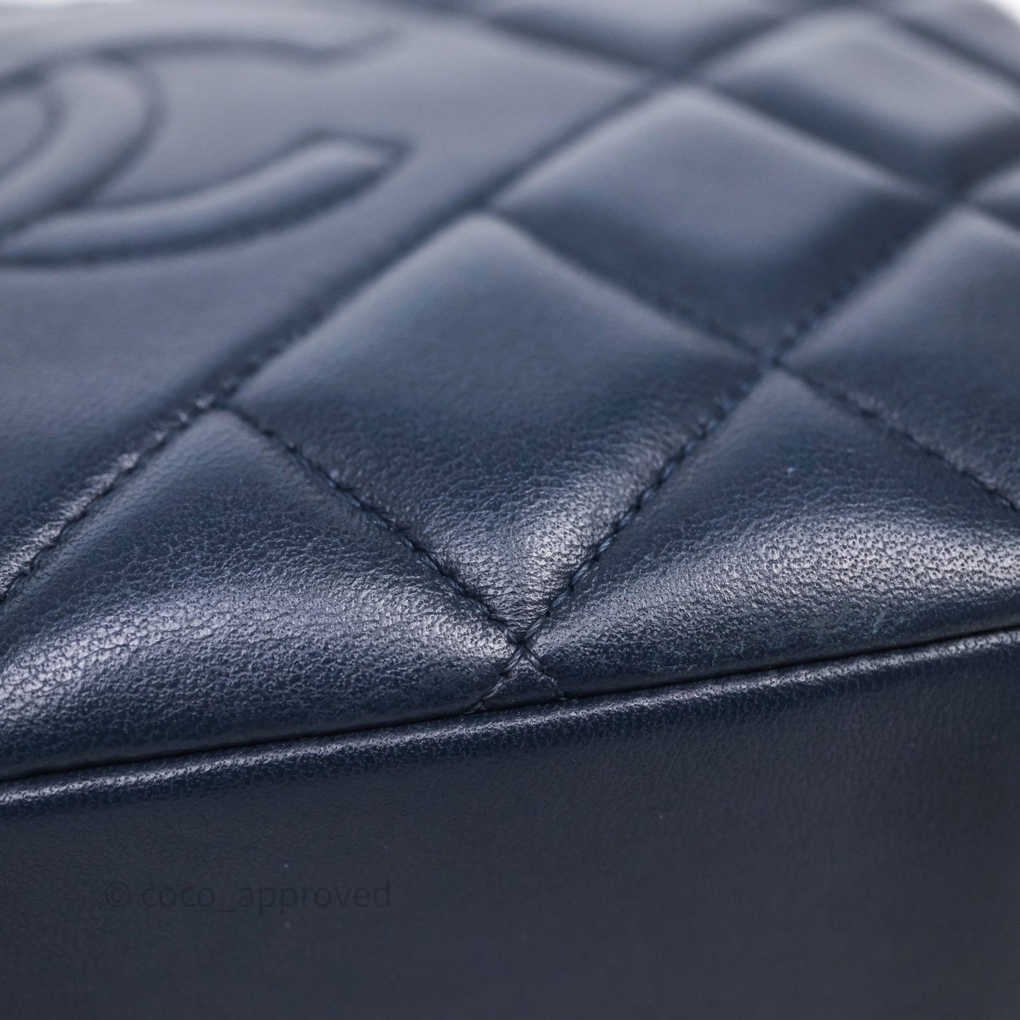 Chanel CC Camera Bag Quilted Navy Lambskin Aged Gold Hardware