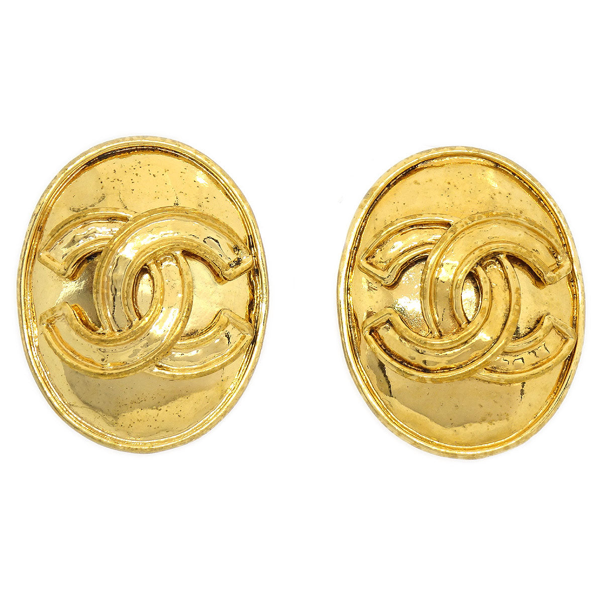 Luxury Chanel 1994 Oval Earrings Gold Small