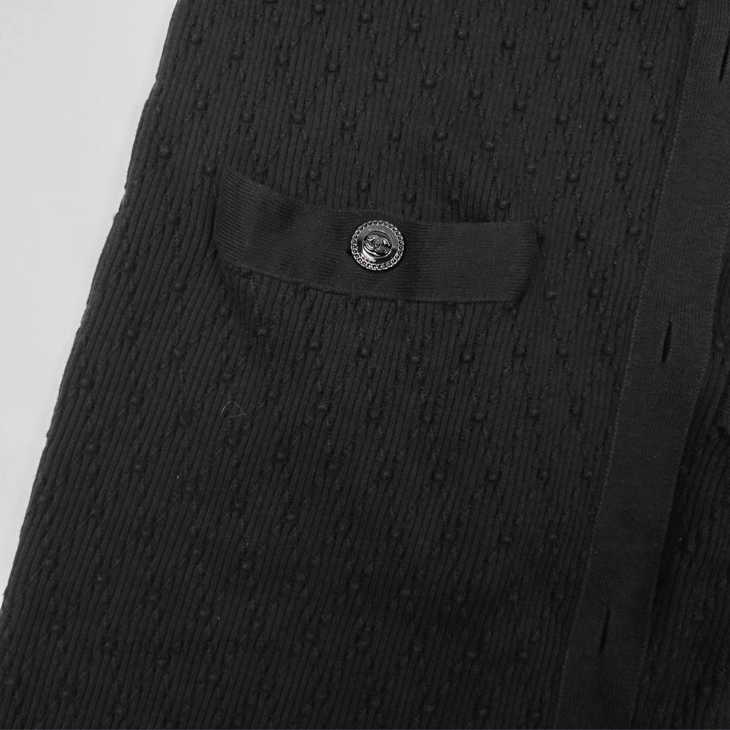 Chanel Ribbed Cardigan Black 16P